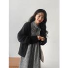 Tie-neck Gingham Long Empire Dress