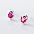 925 Sterling Silver Rhinestone Strawberry Earring