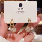 Faux Pearl Rhinestone Fringed Earring Cs0204 - 1 Pair - Gold - One Size