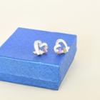 Heart Ear Stud 1 Pair - Silver & Pink - One Size