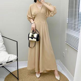 Puff-sleeve Plain Jumpsuit
