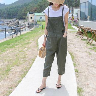 Spaghetti-strap Pocket-detail Suspender Pants