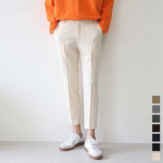 Band-waist Colored Cropped Dress Pants