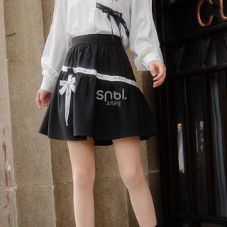 High Waist Bow Mini A-line Skirt