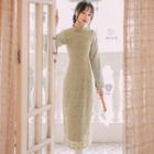 Long-sleeve Lace Qipao Dress
