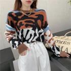 Color Block Cow Print Sweater