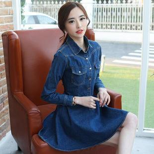Long-sleeve Denim A-line Dress