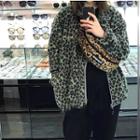 Leopard Print Zip Jacket As Shown In Figure - One Size