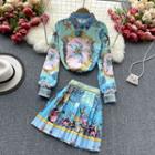 Set Of 2 : Print Long-sleeve Shirt + Print Skirt