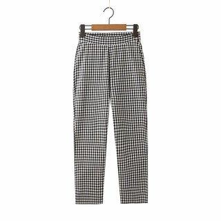 High-waist Gingham Cropped Straight Leg Pants