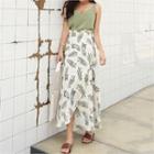 Set: Cross-strap Camisole Top + Foliage Surplice-wrap Skirt