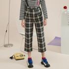 Plaid Cropped Pants With Suspender