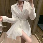 Mini A-line Mesh Panel Coat Dress