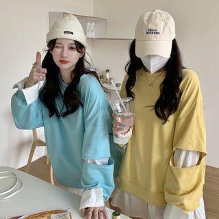 Mock Two Piece Distressed Sweatshirt