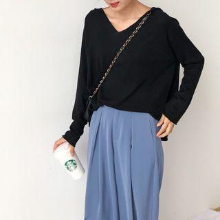 Knit Long-sleeve Hooded Top