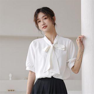 Plain Bow Oversize Blouse
