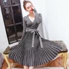 Long-sleeve Knit Midi A-line Dress