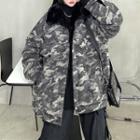 Camo Print Padded Jacket Camo Print - Gray - One Size