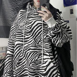 Zebra Print Hooded Pullover