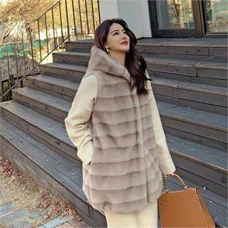 Hooded Tiered Eco-fur Vest