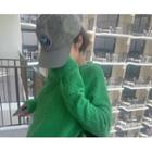 [dearest] Raglan V-neck Boucl  Knit Top Green - One Size