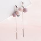 925 Sterling Silver Ball Dangle Earring 1 Pair - S925 Silver - Pink & Blue - One Size
