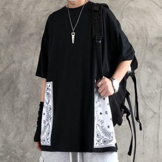 Couple Matching Short Sleeve Paisley Print Panel T-shirt