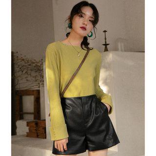 Ribbed Knit Top Lime - One Size