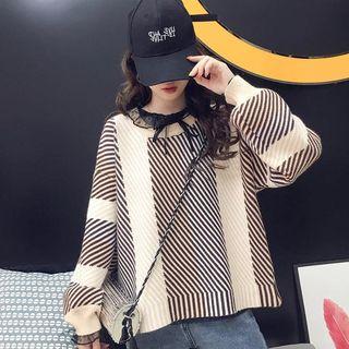 Color Block Sweater Coffee - One Size