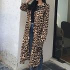 Leopard Print Long Shirt / Sleeveless Knit Top