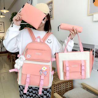 Set: Canvas Backpack + Tote Bag + Crossbody Bag + Pouch