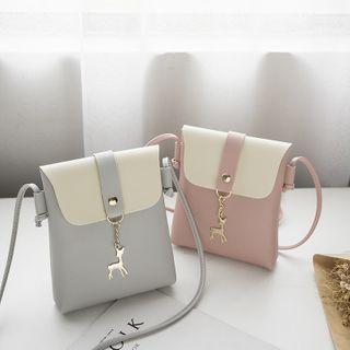 Deer Charm Paneled Crossbody Bag