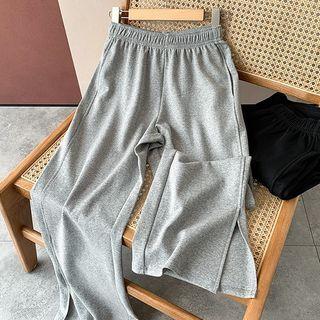 High-waist Slit Wide-leg Sweatpants