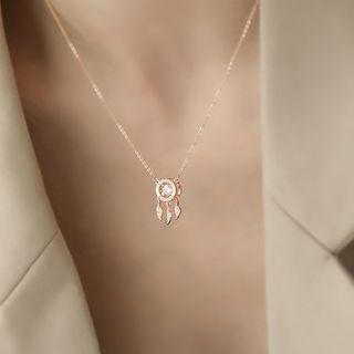 Rhinestone Dream Catcher Pendant Necklace Rose Gold - One Size