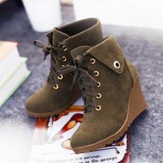 Wedge Lace-up Ankle Boots