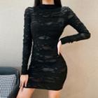 Long-sleeve Ripped Mini Dress