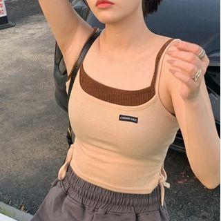 Mock Two-piece Camisole Top Almond - One Size