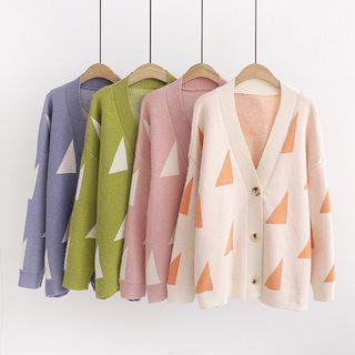 Triangle Patterned V-neck Knit Cardigan