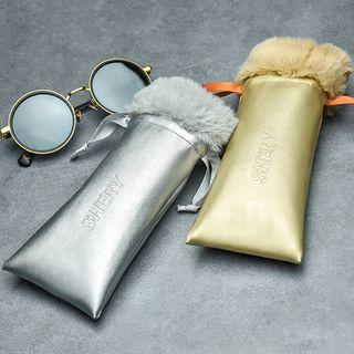 Faux Fur Faux Leather Eyeglasses Case