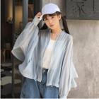 Ruffle Sleeve Mesh Jacket