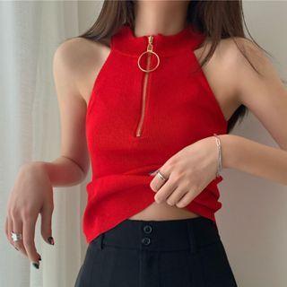 Halter Half-zip Top