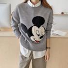 Mickey Mouse Print Knit Top