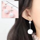 925 Sterling Silver Snowflake & Pompom Droplet Earrings 1 Pair - As Shown In Figure - One Size