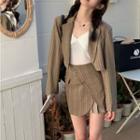 Plaid Cropped Blazer / Skirt / Camisole Top