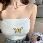 Butterfly Embroidered Tube Top