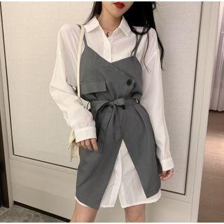 Plain Long Shirt / Mini Pinafore Dress