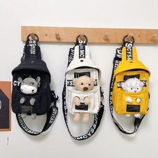 Lettering Plush Sling Bag