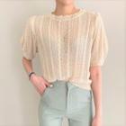 See-through Short-sleeve Knit Top