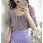 Short-sleeve Cropped Top Purple - One Size
