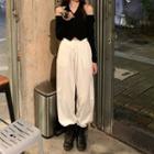 Long-sleeve Cold-shoulder Top / Harem Pants
